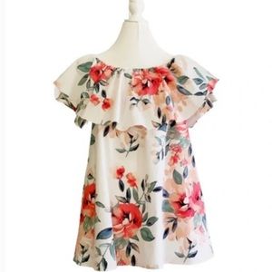 NWOT Adrienne off the shoulder white floral dress